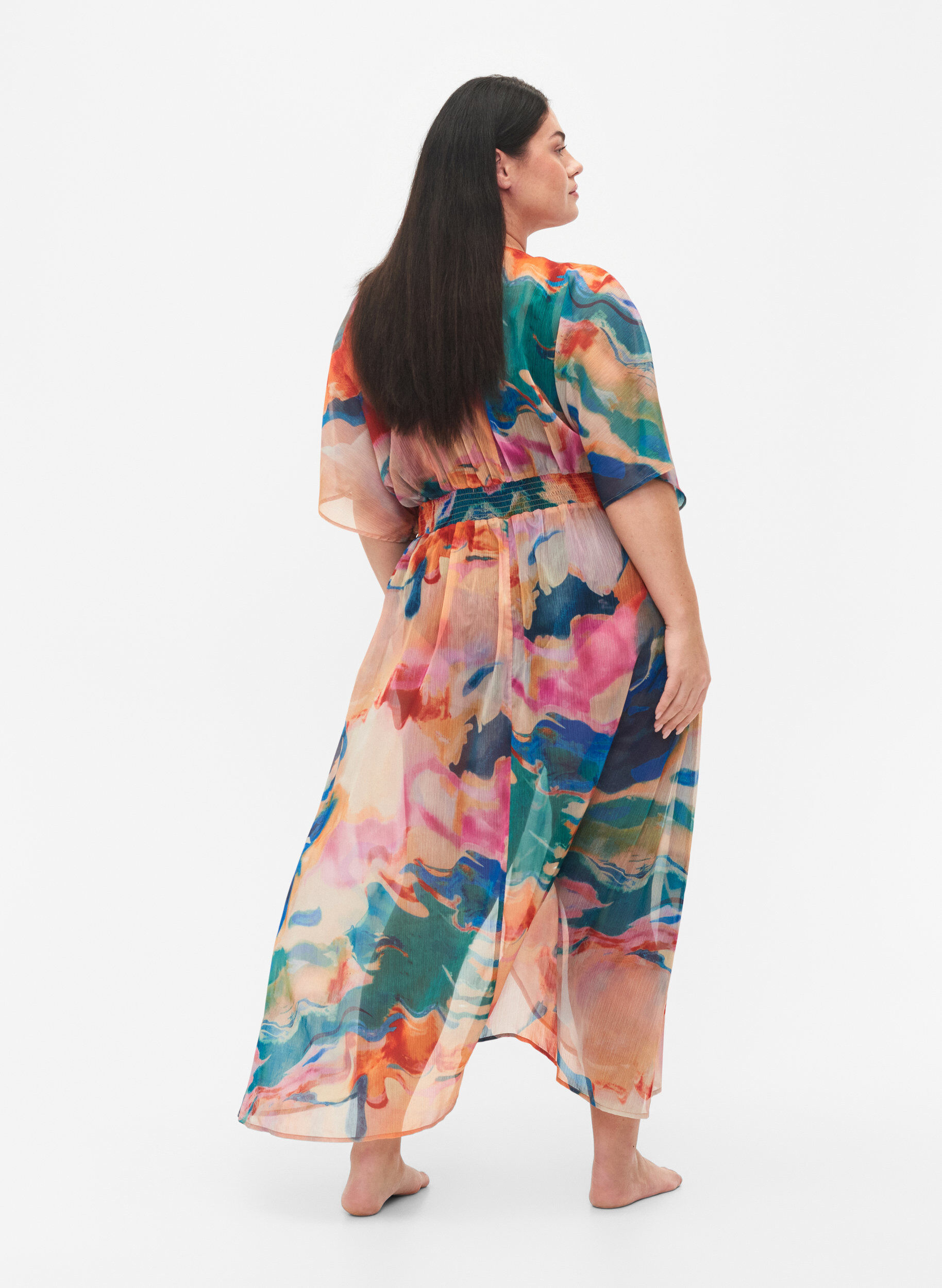 ZizziStrandkimono mit Print, Watercolor, Model image number 1
