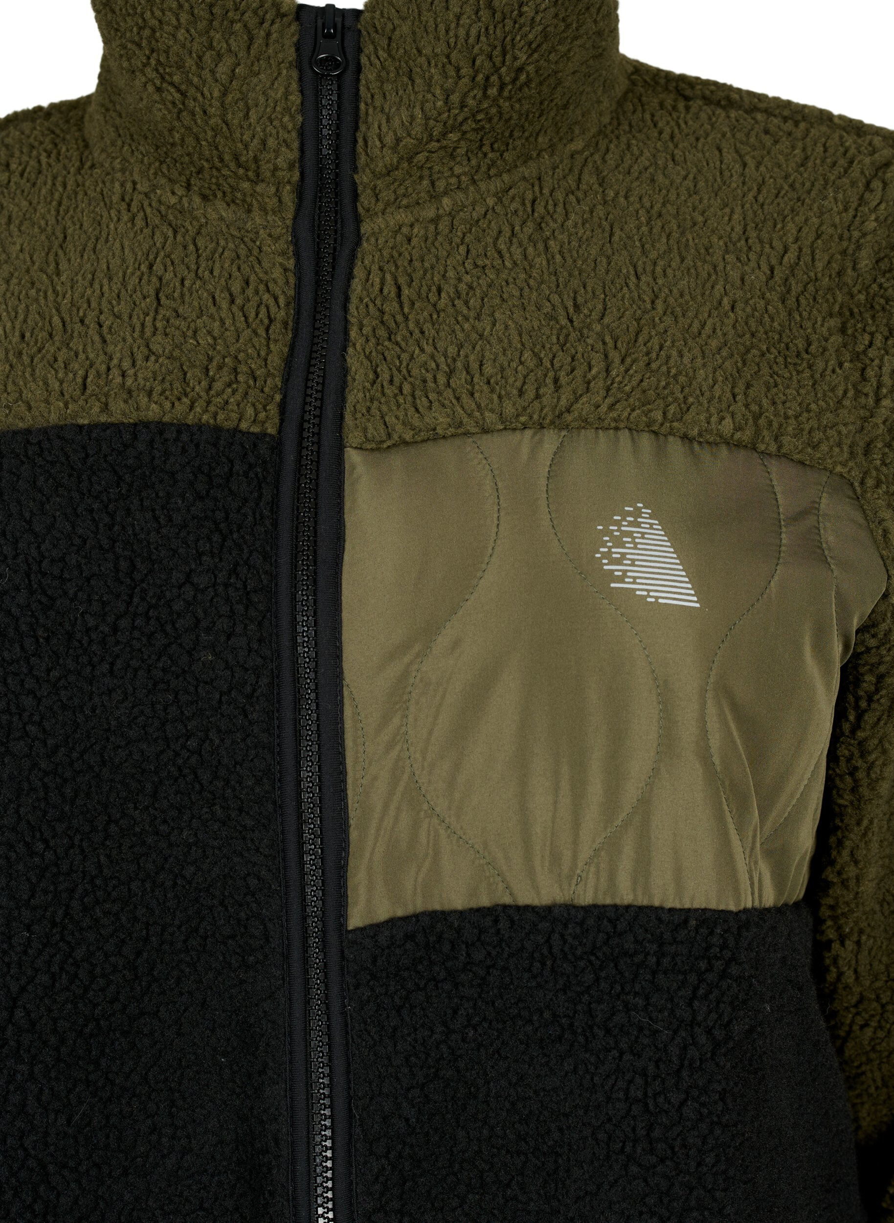 ZizziTeddyjacke mit Farbblock, Forest Night comb., Packshot image number 2