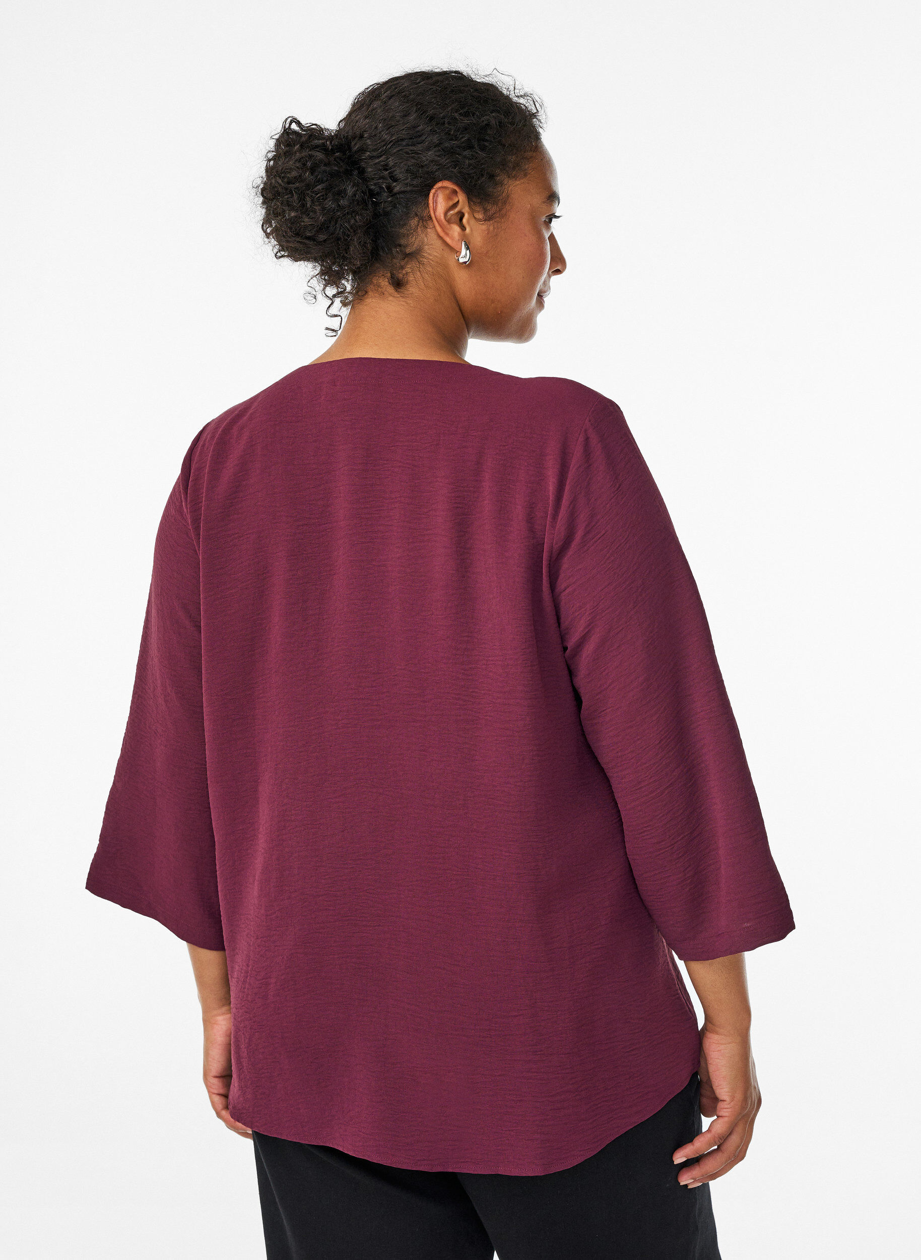 ZizziBluse mit 3/4-&Auml;rmeln, Dunkles Bordeaux, Model image number 2