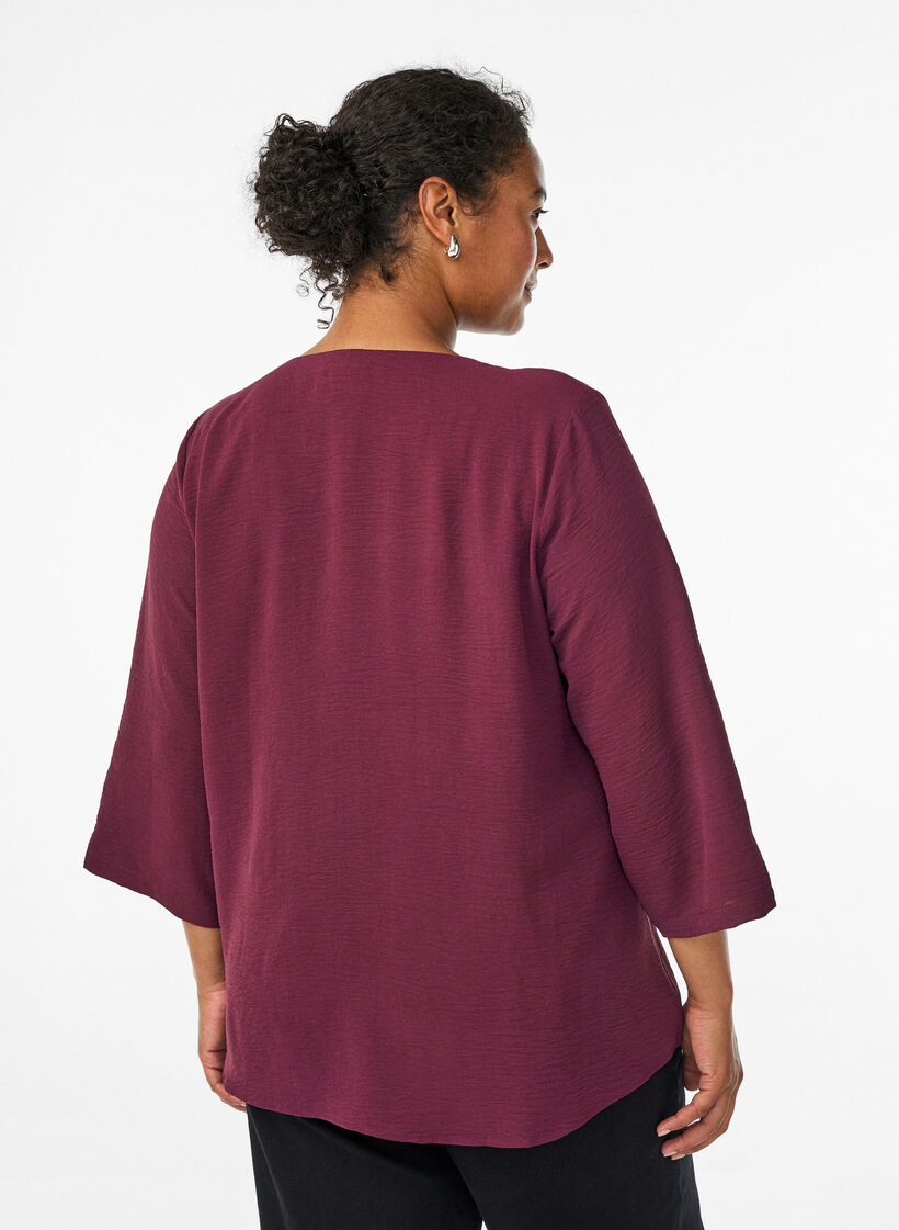Bluse mit 3/4-&Auml;rmeln, Dunkles Bordeaux, Model image number 2