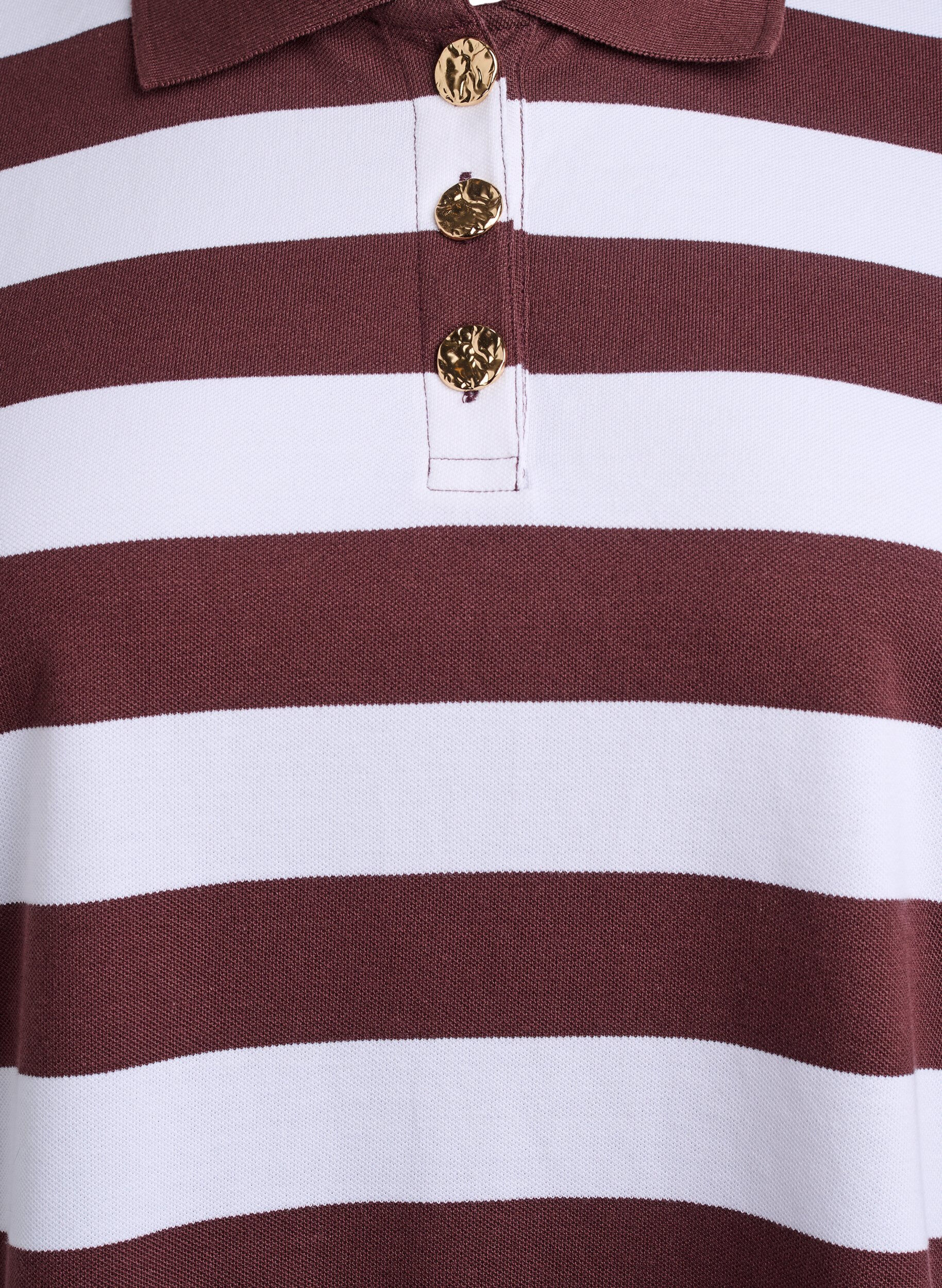 ZizziPoloshirt mit langen &Auml;rmeln und Streifenmuster, Dunkles Bordeaux, Packshot image number 2