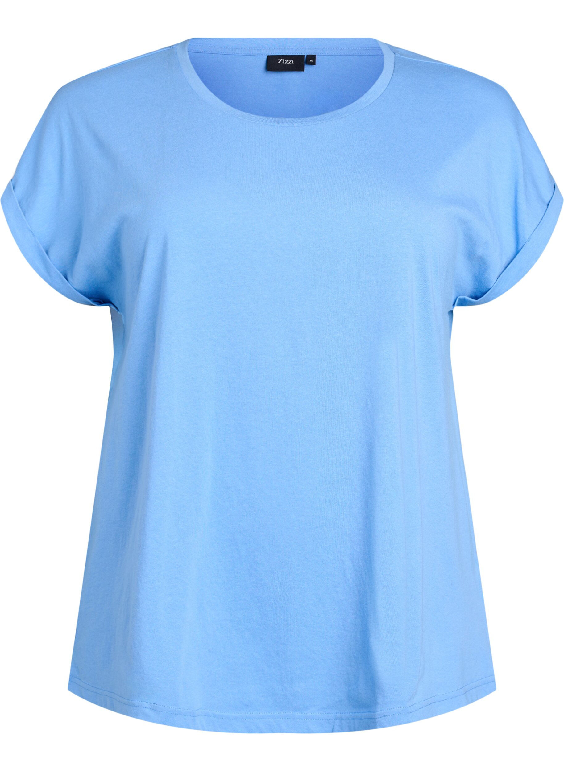 ZizziKurz&auml;rmeliges T-Shirt aus einer Baumwollmischung, Blau, Packshot image number 0