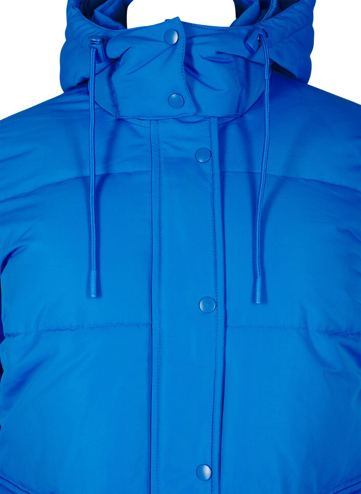 Lange Pufferjacke mit Taschen und Kapuze, Blau, Packshot image number 2