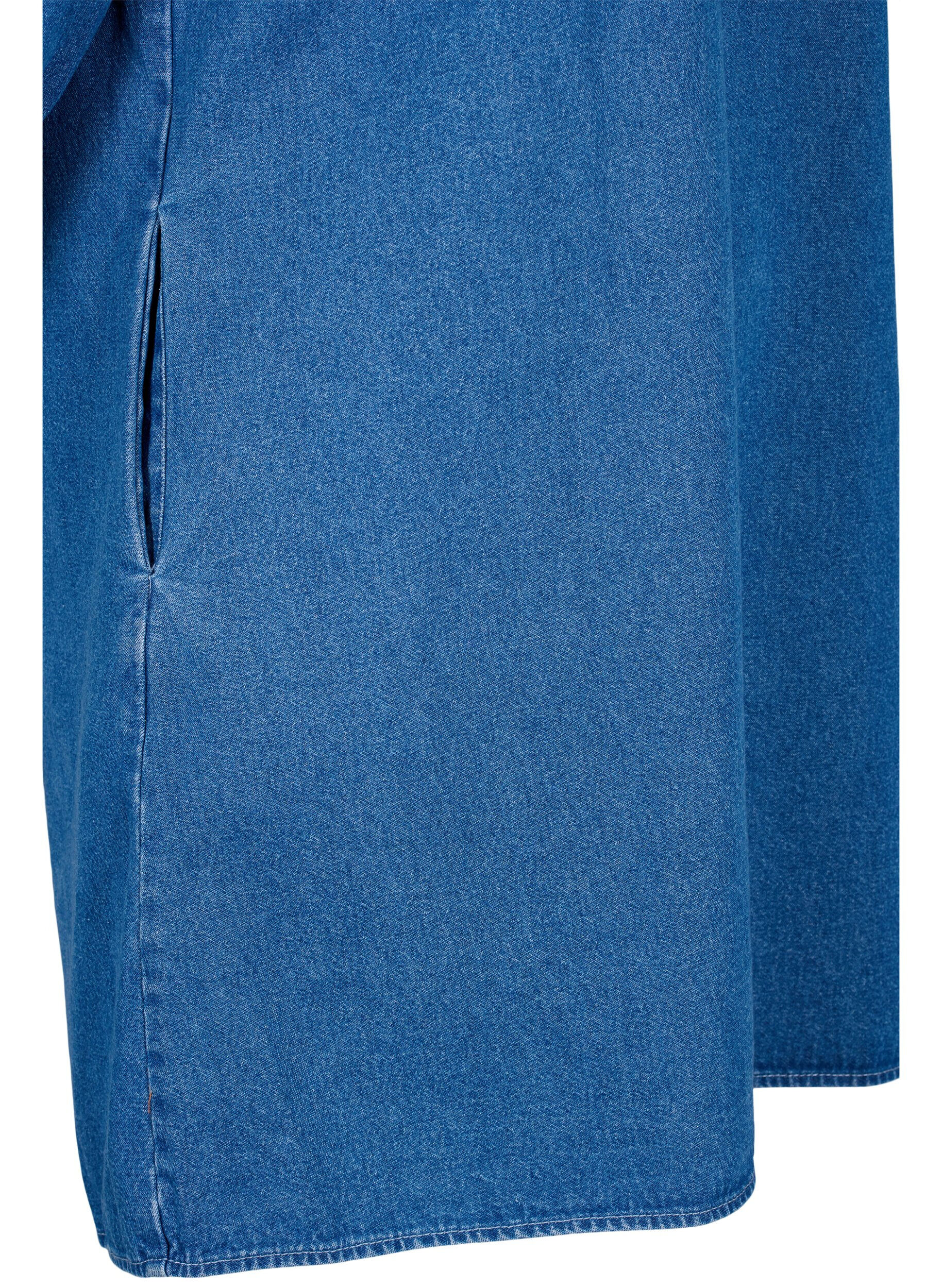 ZizziTunika aus Denim mit V-Ausschnitt, Medium Blue Denim, Packshot image number 3
