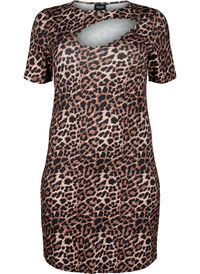 Eng anliegendes Kleid mit Leopardenmuster und Cut-Out