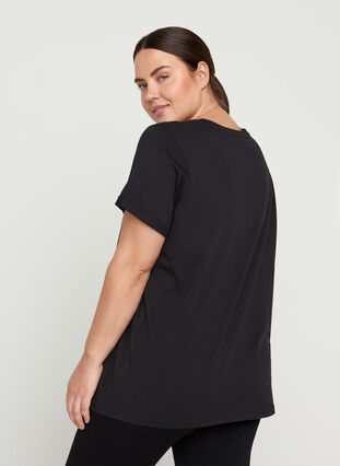 Trainings-T-Shirt aus Baumwolle mit Aufdruck, Black Fading Square, Model image number 1