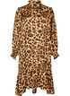 Kleid mit Leopardenmuster und R&uuml;schendetails, Braun, Packshot image number 0