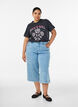T-Shirt aus Bio-Baumwolle mit Rockprint, Schwarz, Model image number 1