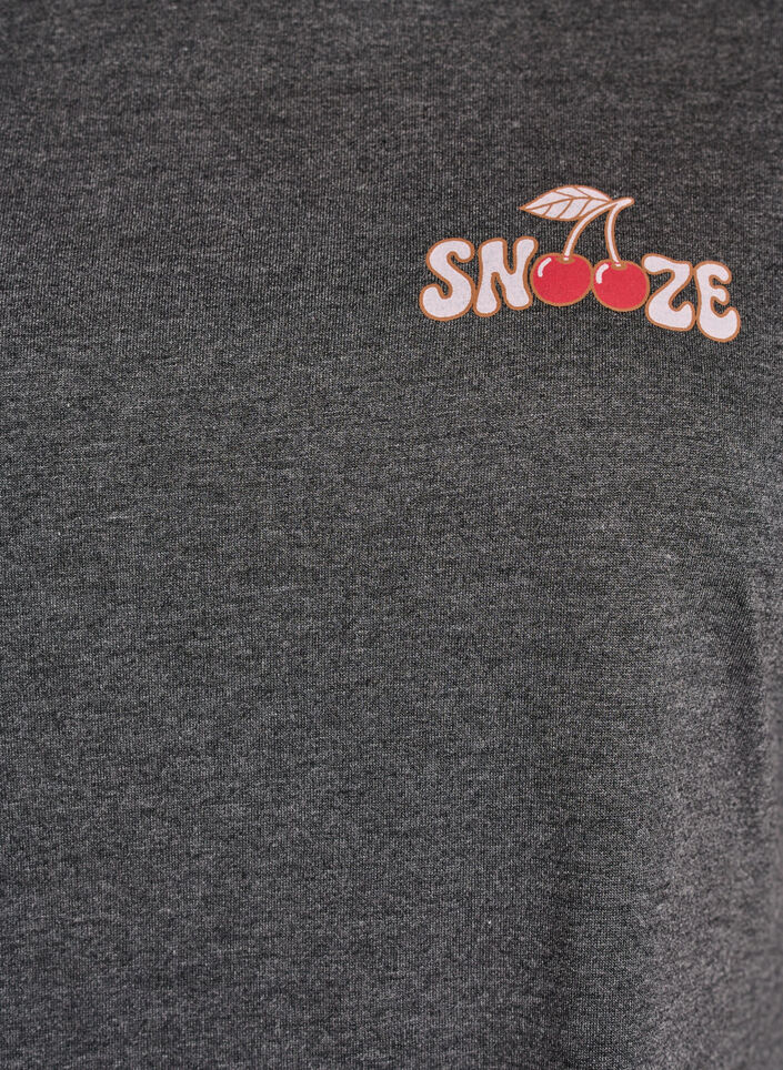 Short sleeve nightgown with text print, Black, Packshot image number 2