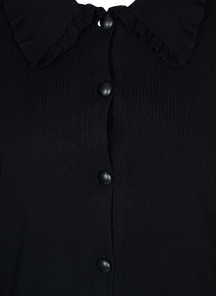 Strickcardigan mit Rüschenkragen und Taschen, Black, Packshot image number 2