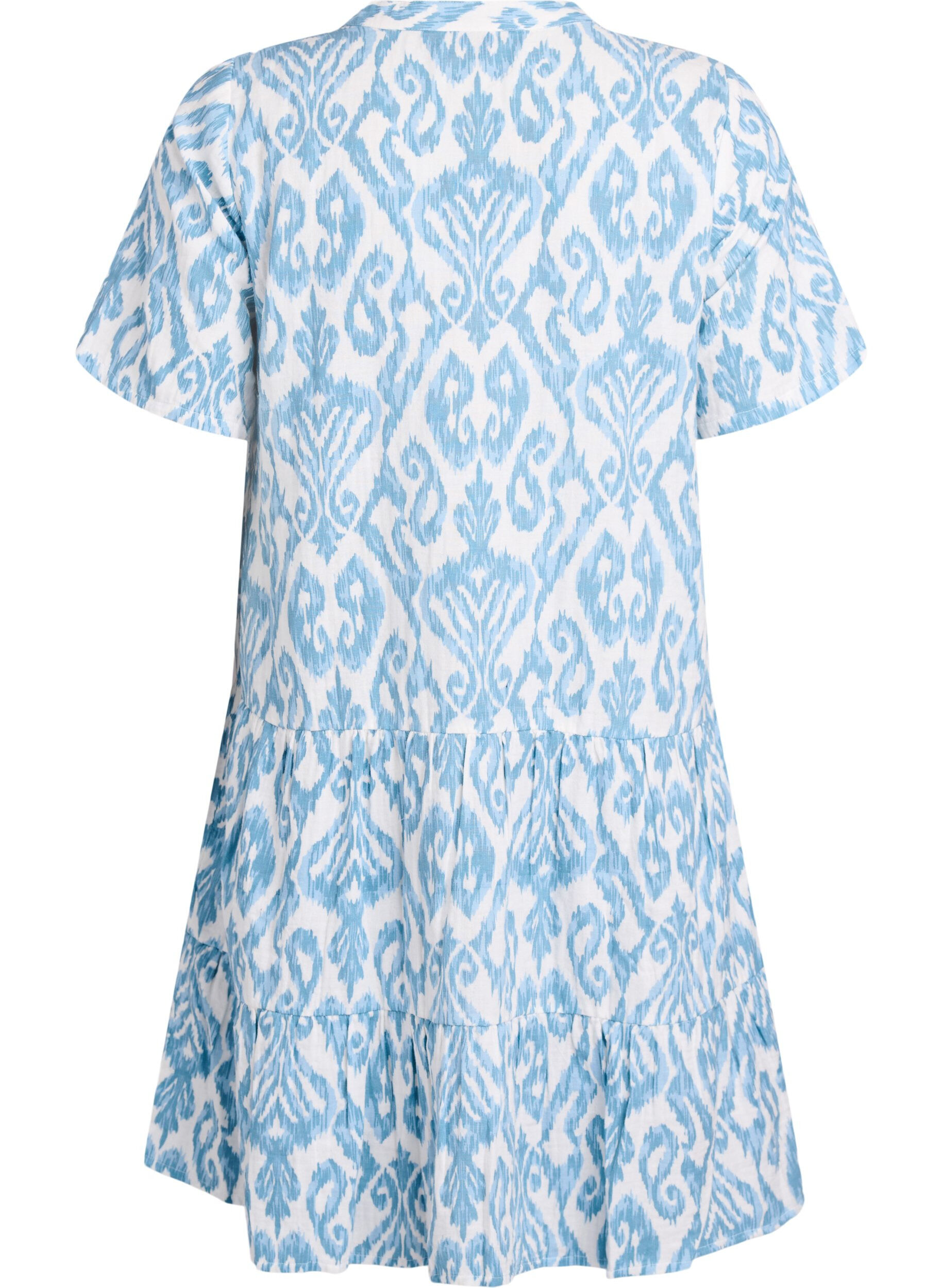 ZizziKurzes A-Linien-Kleid aus Baumwollmusselin, Vanille, Packshot image number 1