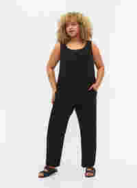 Einfarbige Hose aus Baumwolle, Black, Model