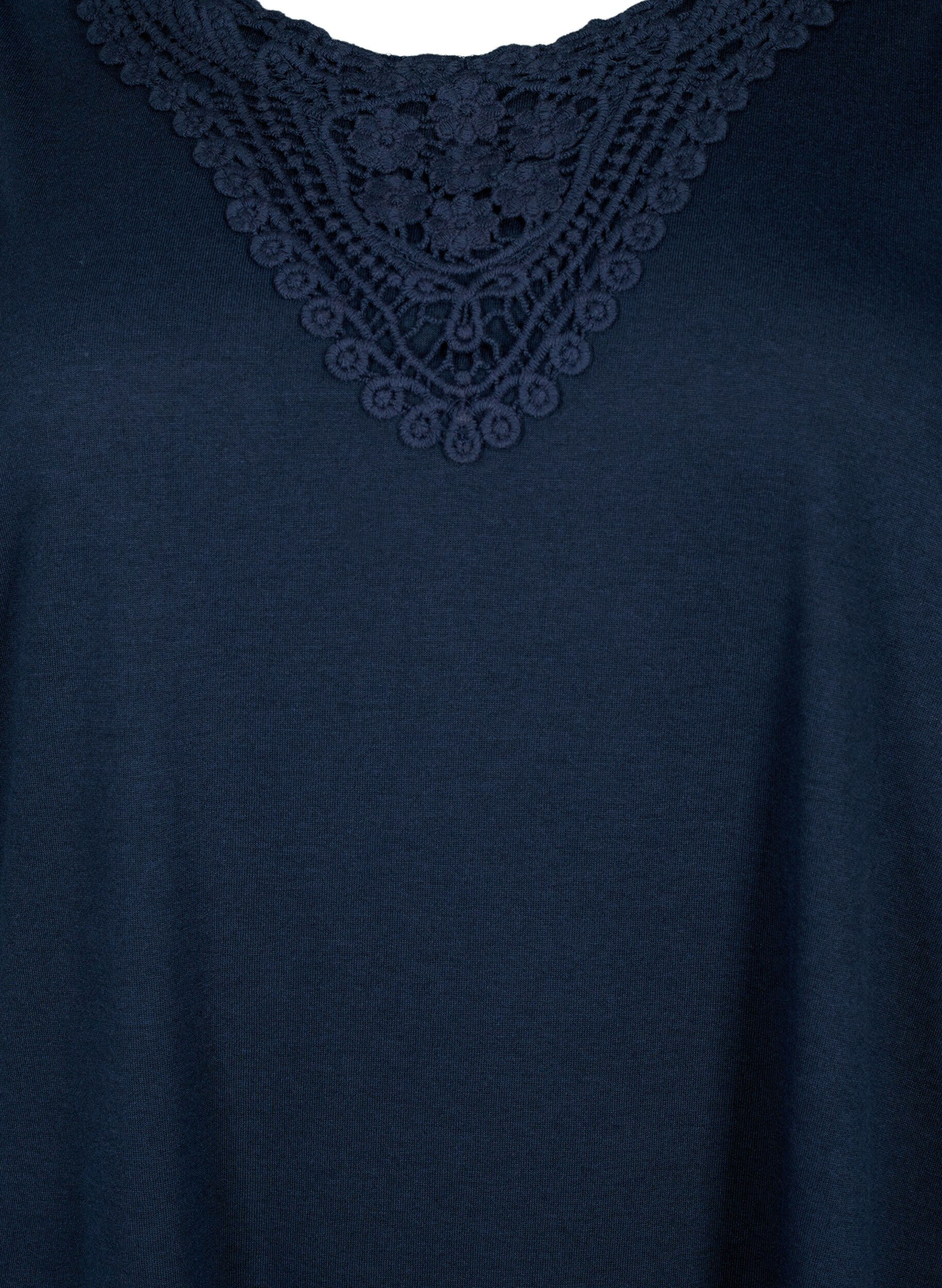 Zizzi&Auml;rmelloses Top mit Spitze, Total Eclipse, Packshot image number 2