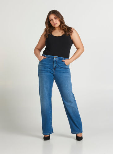 Hochtaillierte Regular Fit Gemma Jeans, Light blue denim, Model image number 0