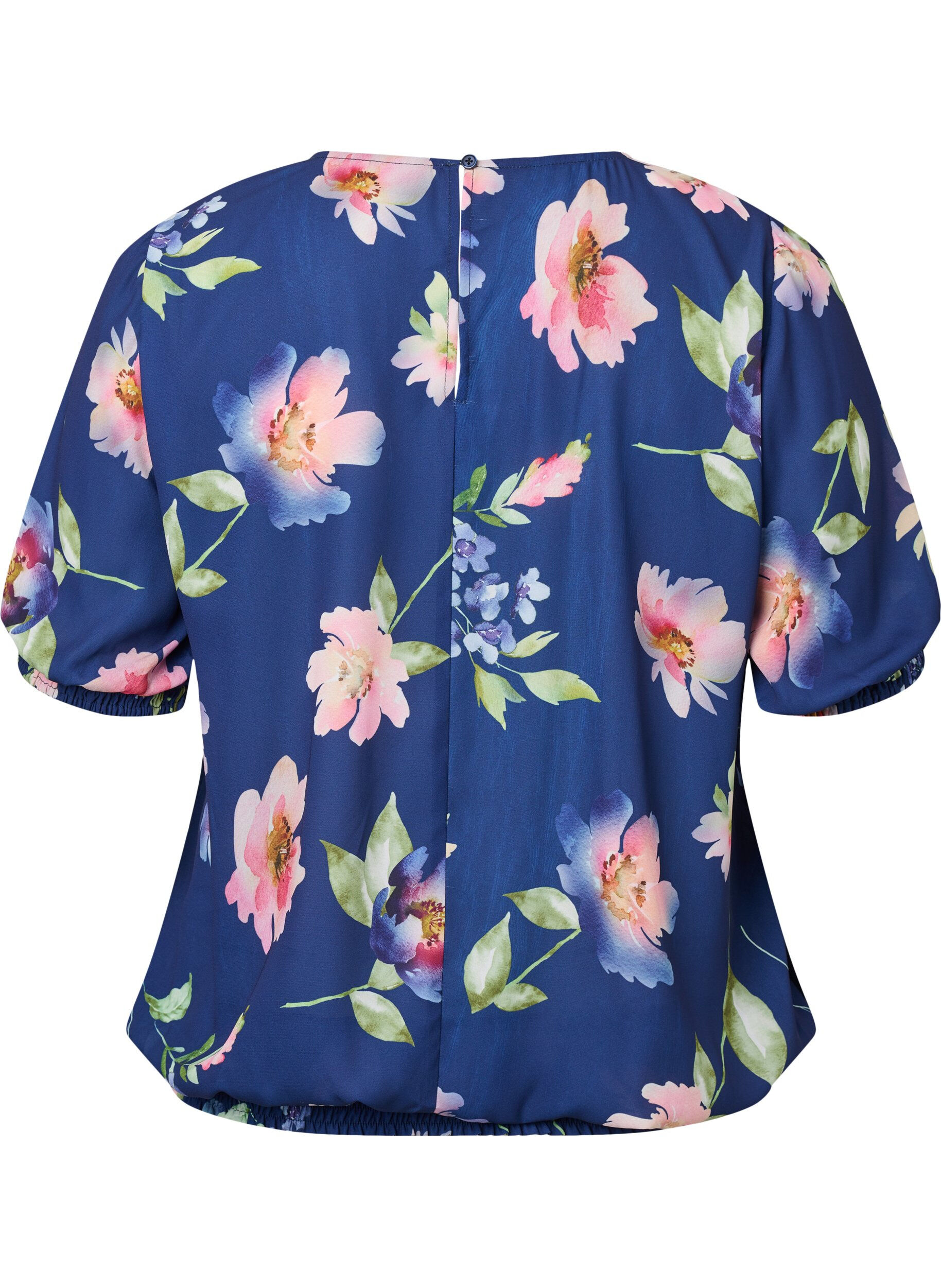 ZizziGebl&uuml;mte Bluse mit Smock, Blueprint Flower AOP, Packshot image number 1
