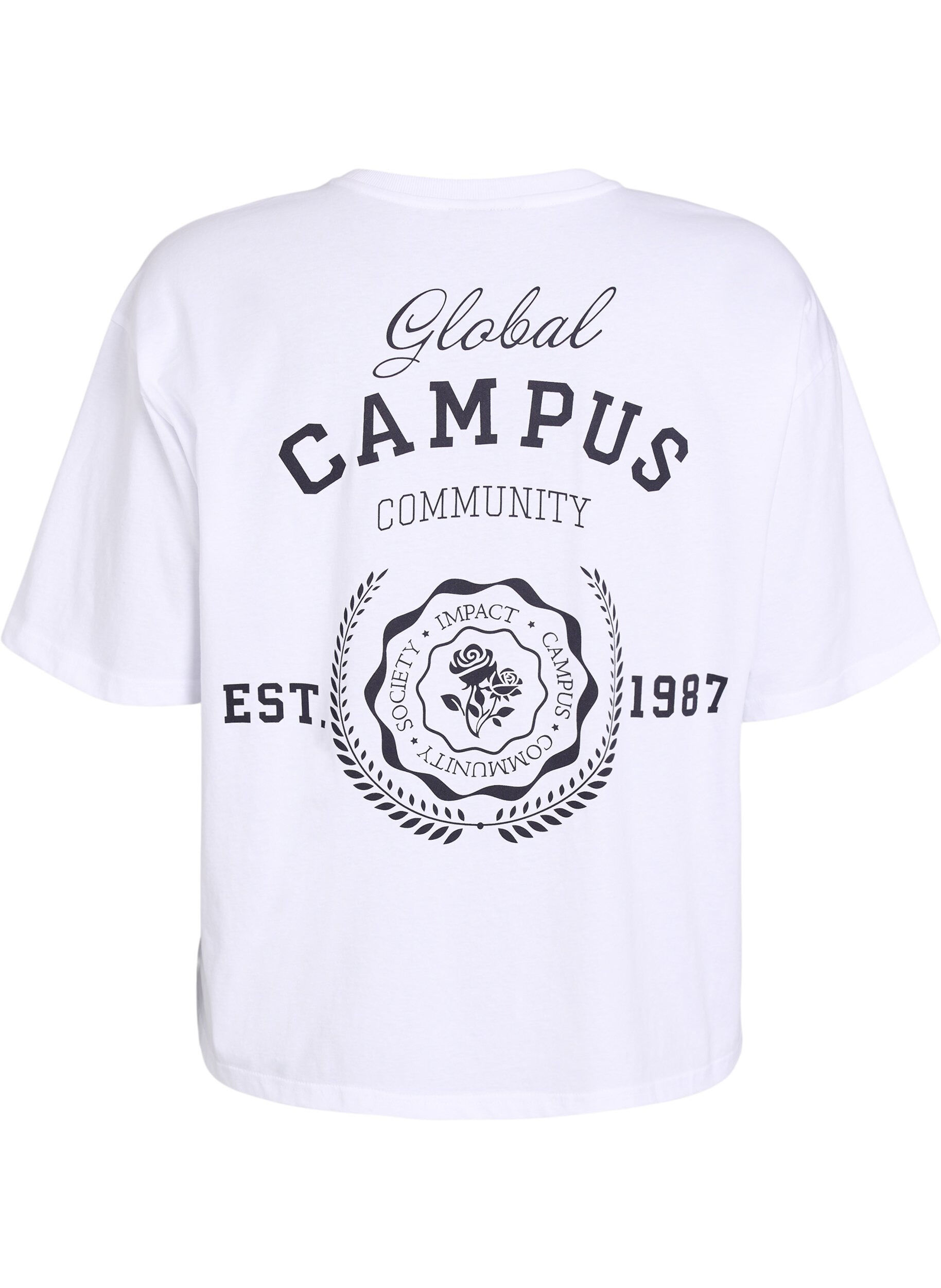 ZizziOversized T-Shirt mit R&uuml;ckenprint, Wei&szlig;, Packshot image number 1