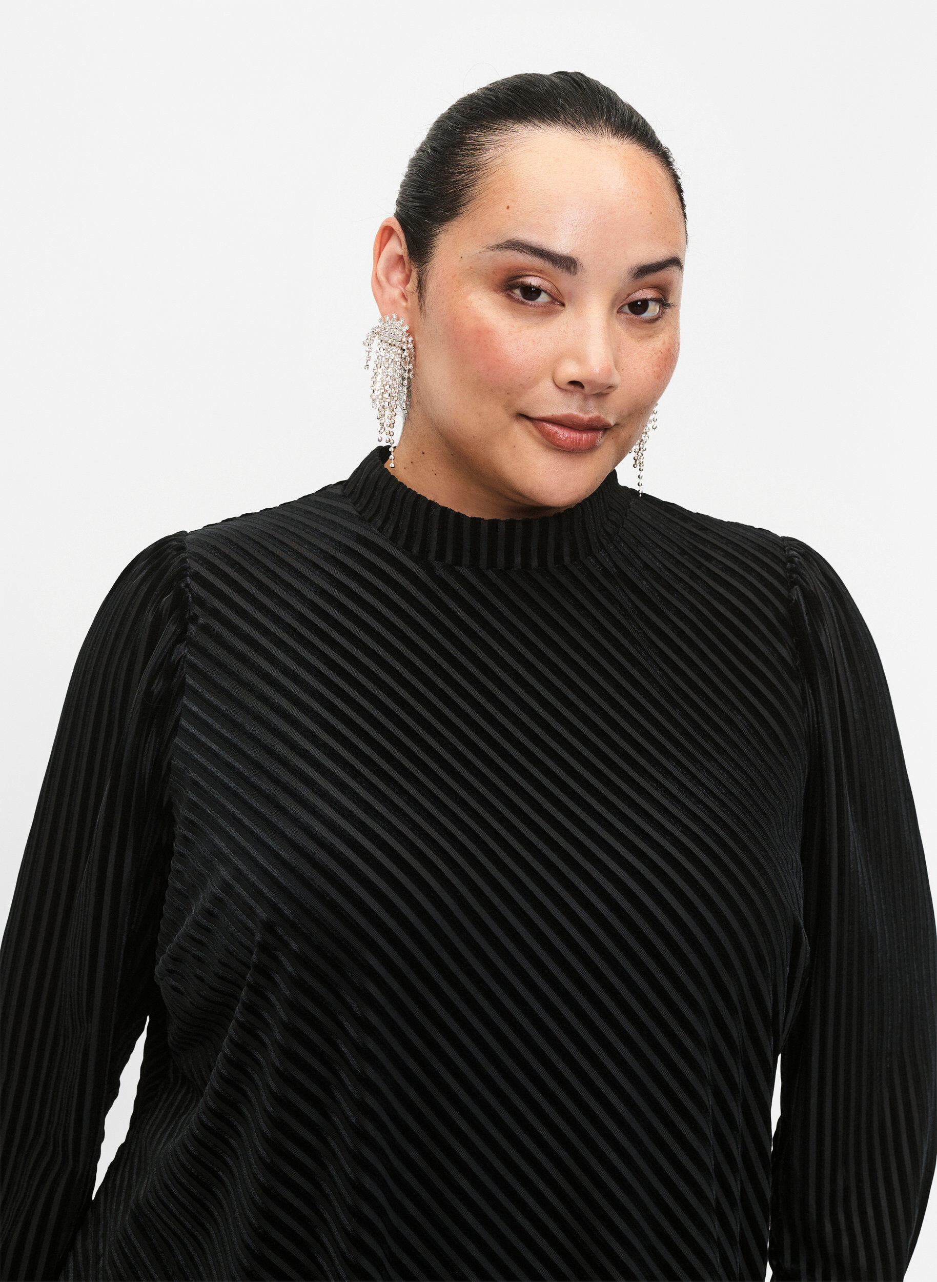 ZizziStrukturiertes Kleid aus Velours, Black, Model image number 2