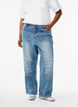 Jeans mit weitem Bein und Ziernähten, Blau, Model image number 2