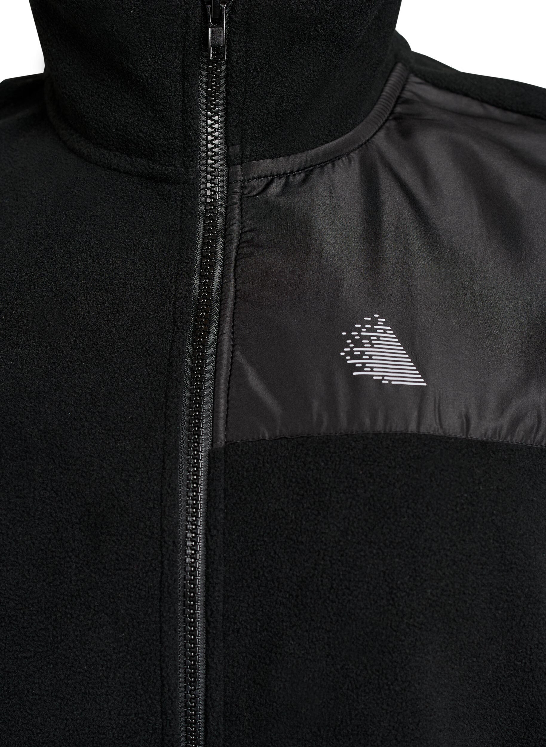 ZizziFleeceweste mit hohem Kragen und Kordelzug am Saum, Schwarz, Packshot image number 2