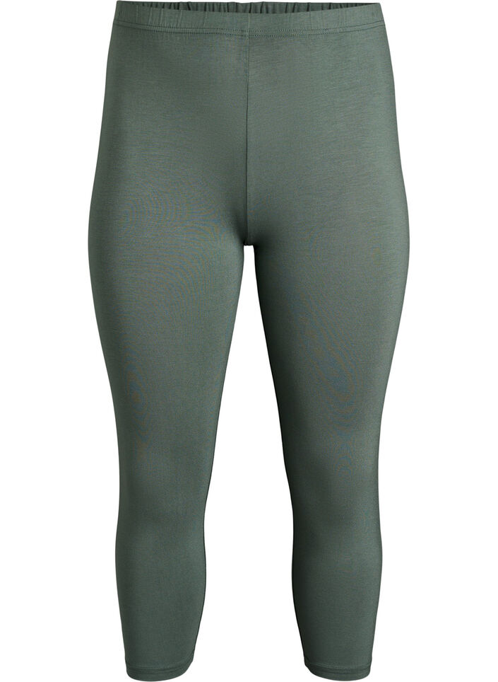 Basic 3/4-Leggings aus Viskose, Gr&uuml;n, Packshot image number 0
