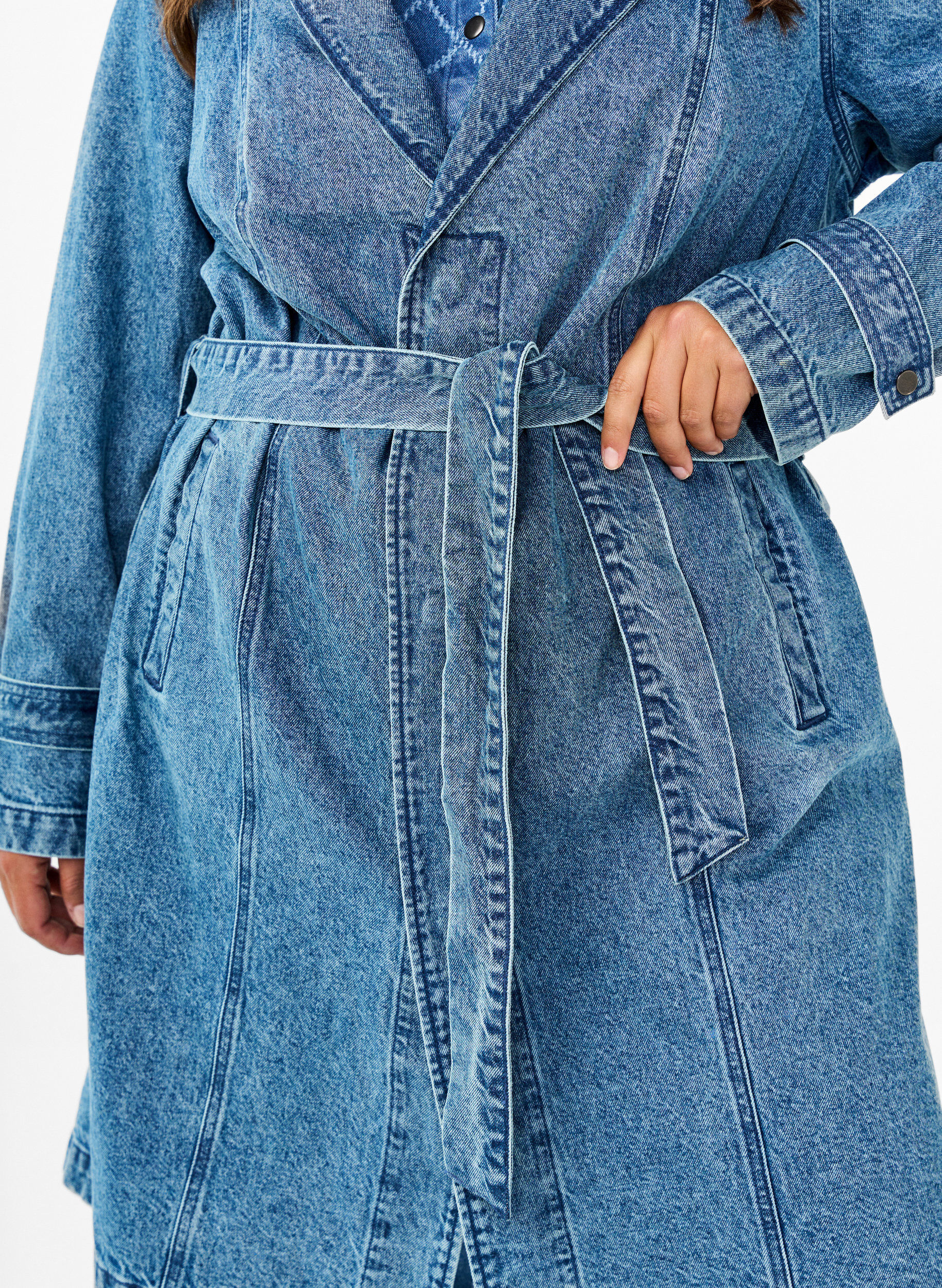 ZizziDenim-Trenchcoat mit G&uuml;rtel, Blue Denim, Model image number 3