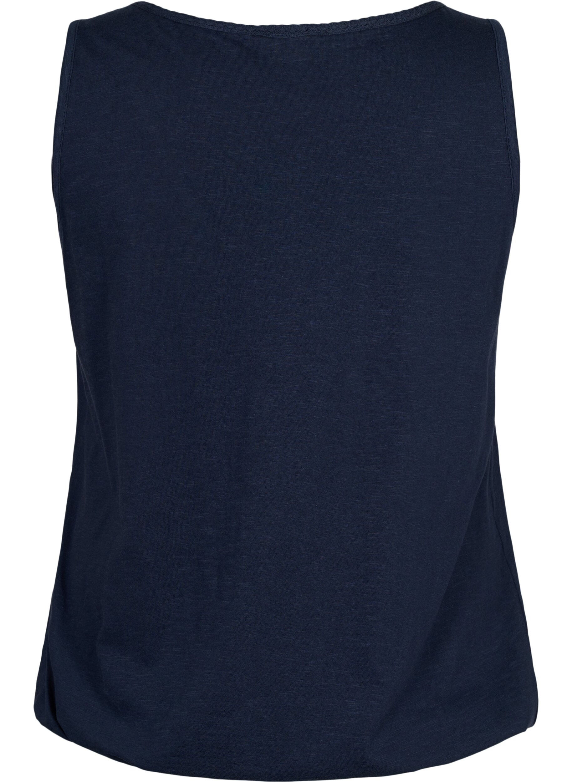 ZizziTop aus Baumwolle mit Spitzenbesatz, Navy Blazer, Packshot image number 1