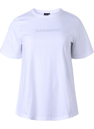 T-Shirt aus Bio-Baumwolle mit Text, White HARMONY, Packshot image number 0