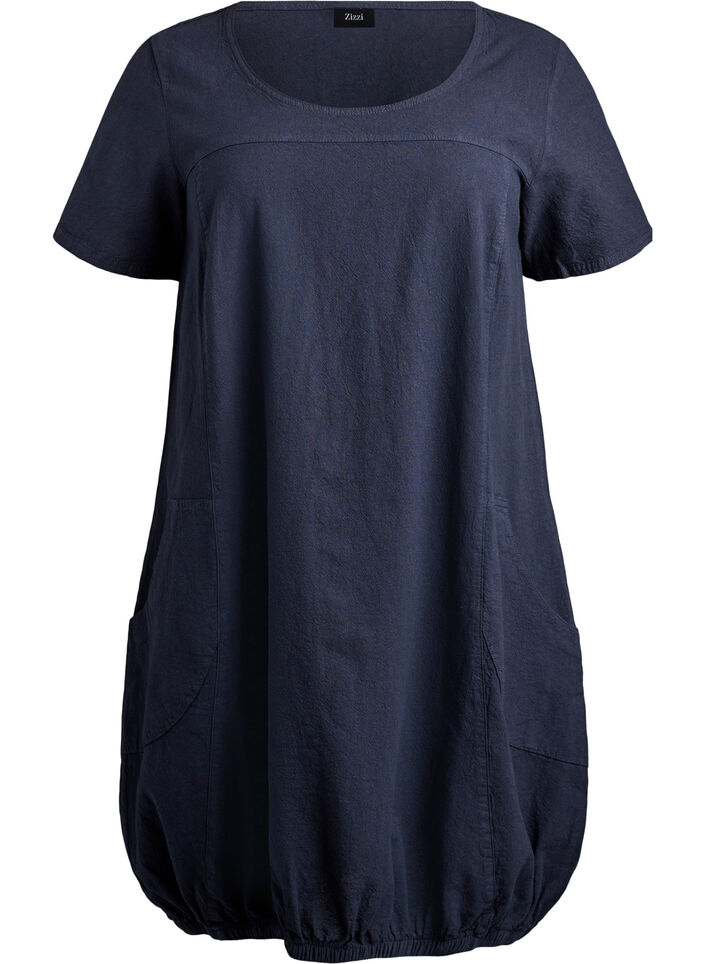Kurzarm Kleid aus Baumwolle, Blau, Packshot image number 0