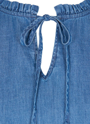 Denimkleid aus Baumwolle mit Bindedetail, Blue denim, Packshot image number 2