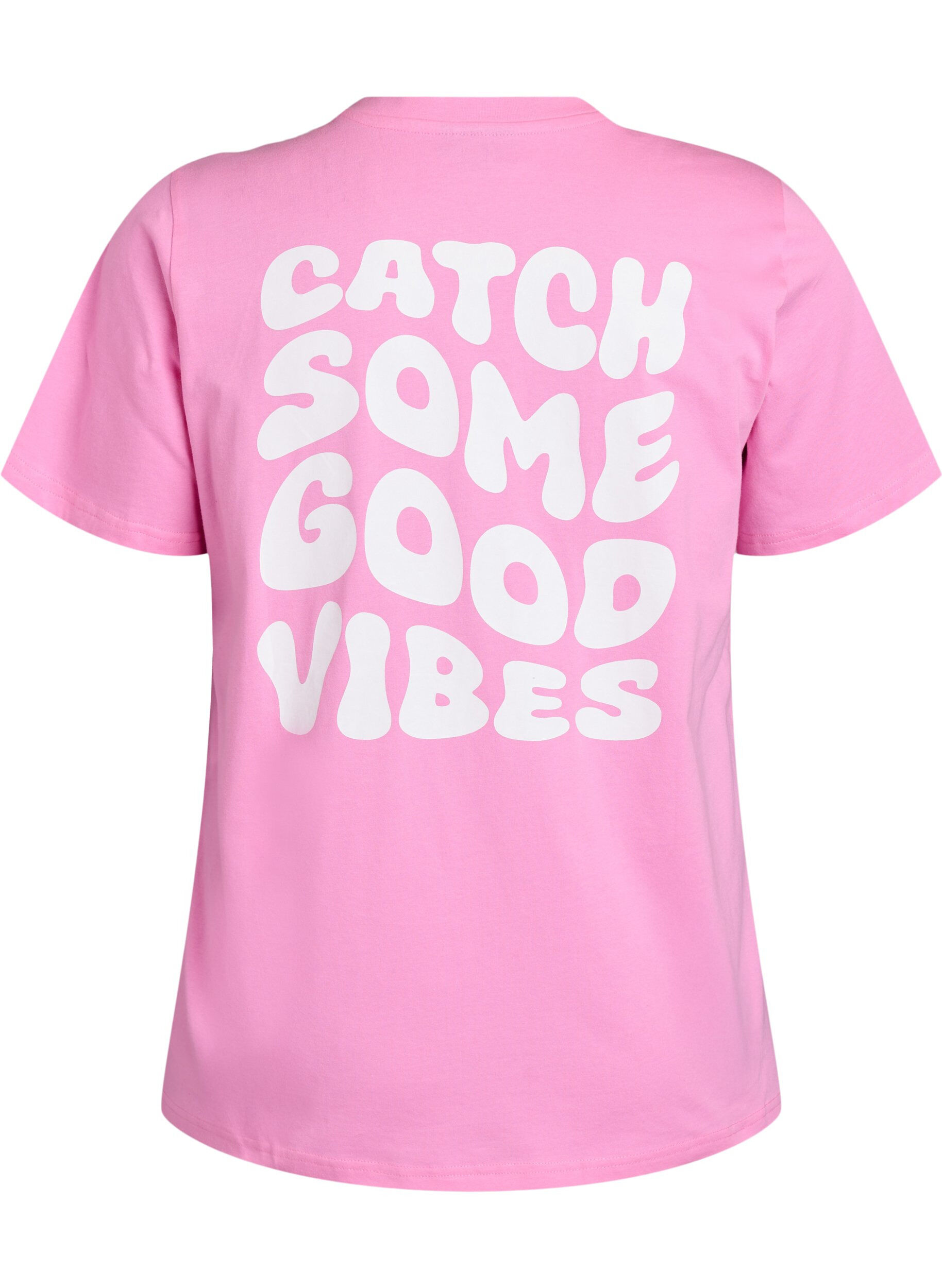 ZizziT-Shirt aus Bio-Baumwolle mit Textmotiv, Pink, Packshot image number 1
