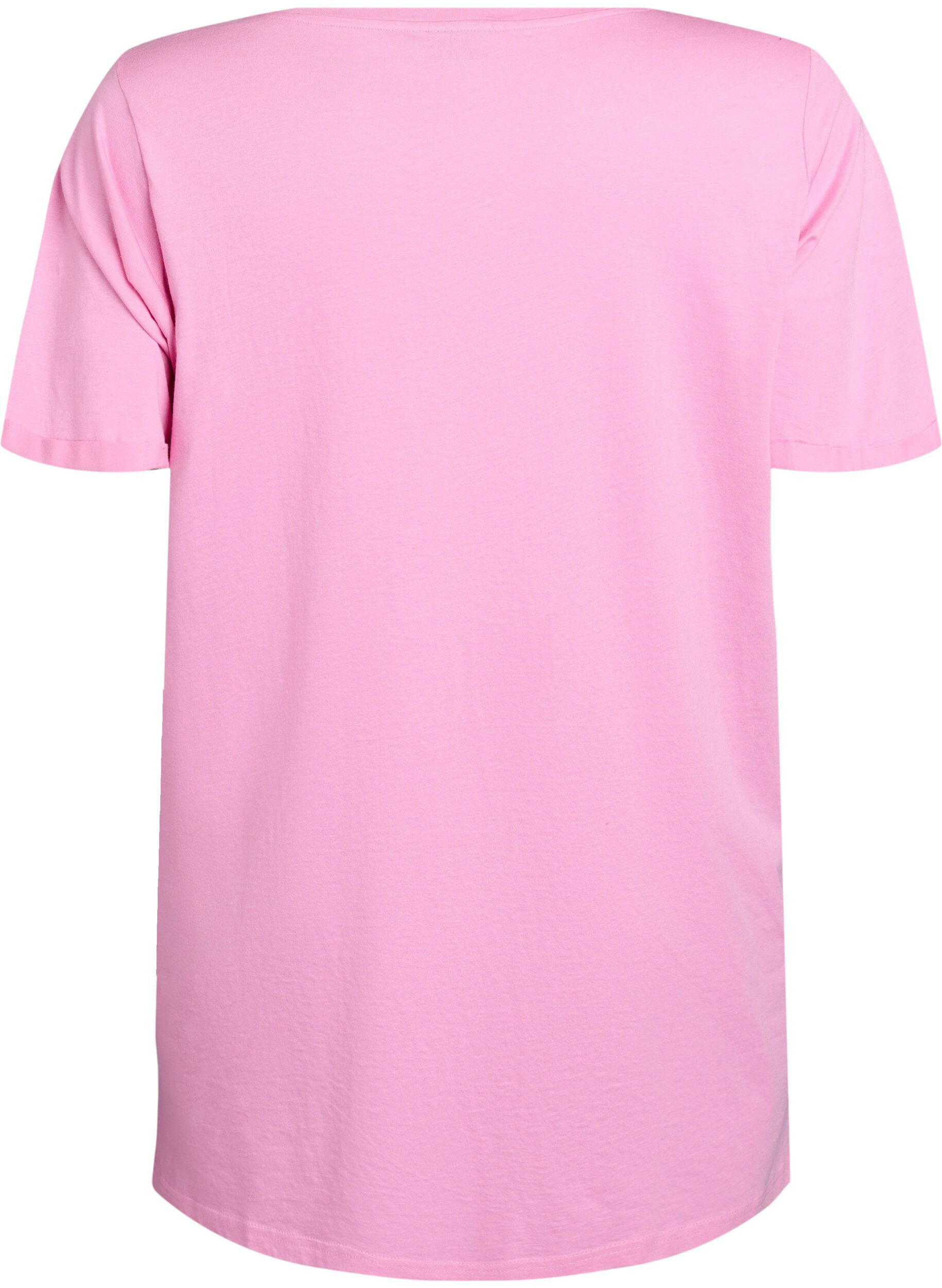 ZizziEinfarbiges Oversize T-Shirt mit V-Ausschnitt, Pink, Packshot image number 1
