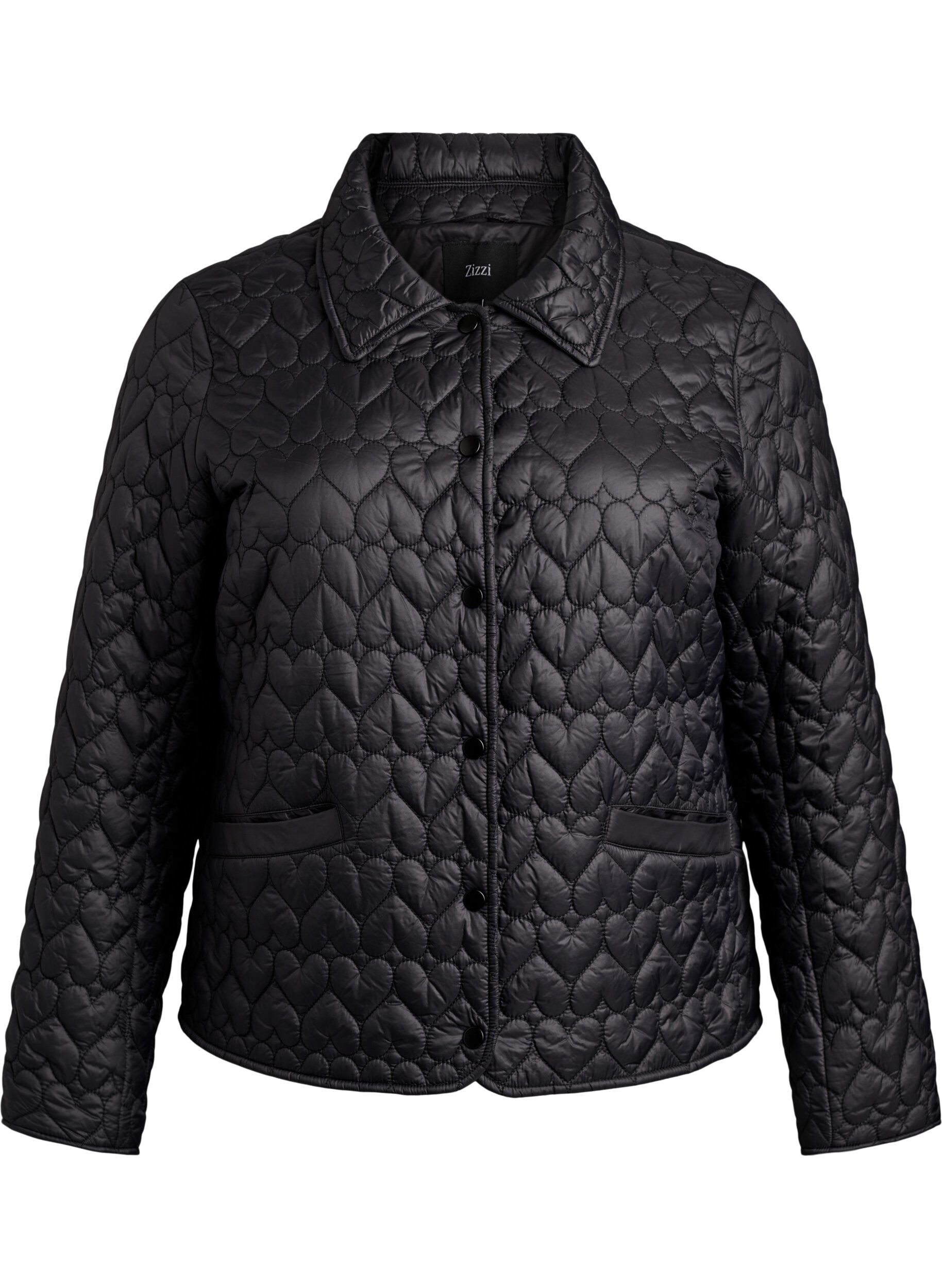 ZizziLeicht wattierte Jacke mit dekorativer Steppung, Schwarz, Packshot image number 0