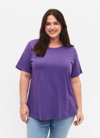2er-Pack basic T-Shirts aus Baumwolle, Deep Lavender/Black, Model