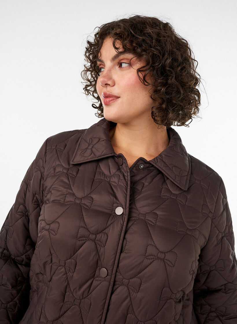 Leicht wattierte Jacke mit dekorativer Steppung, Braun, Model image number 3