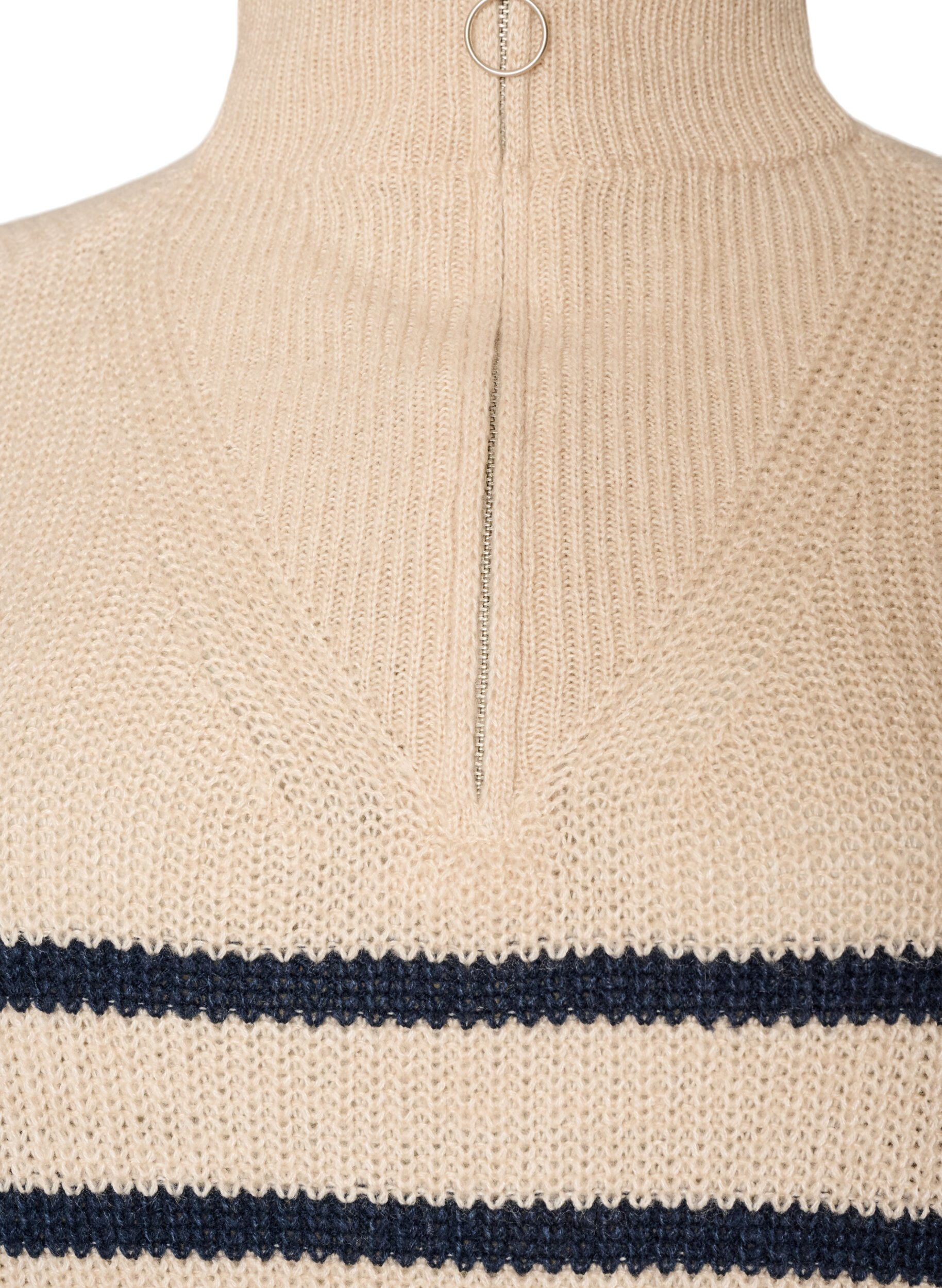 ZizziStrickpullover mit hohem Kragen und Rei&szlig;verschluss, Vanille, Packshot image number 2