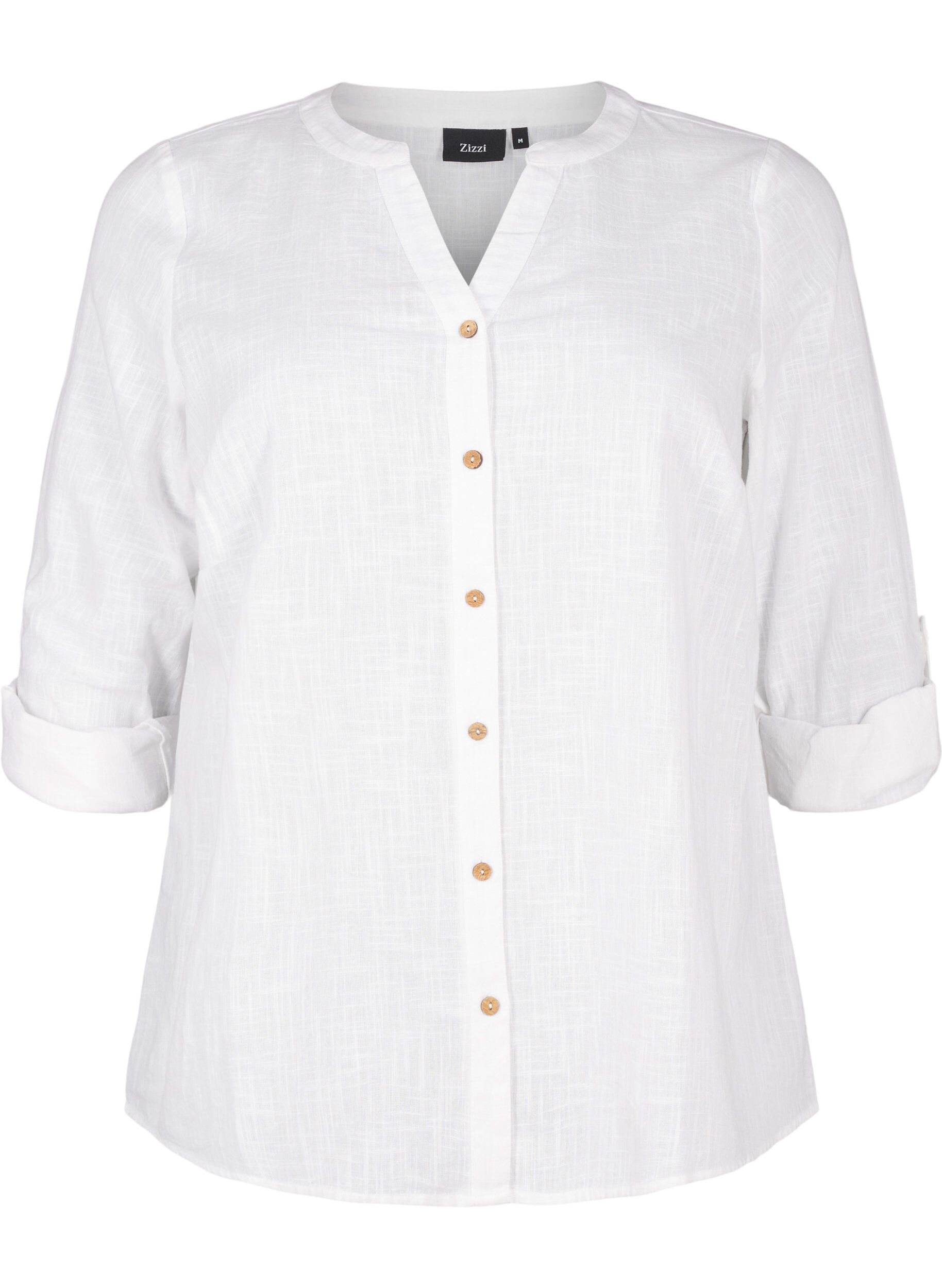 ZizziBaumwollbluse mit V-Ausschnitt, Wei&szlig;, Packshot image number 0
