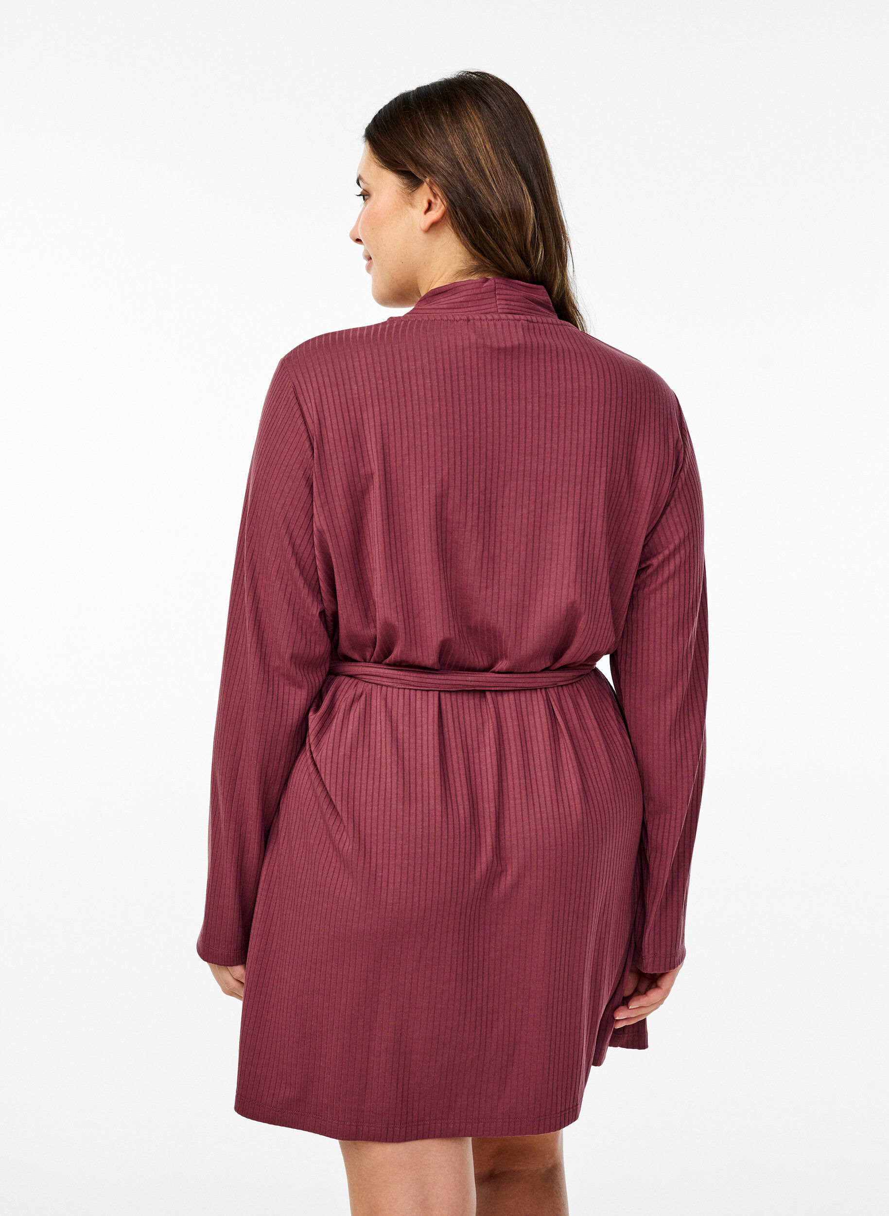 ZizziMorgenmantel mit Bindeg&uuml;rtel, Rose Brown, Model image number 1