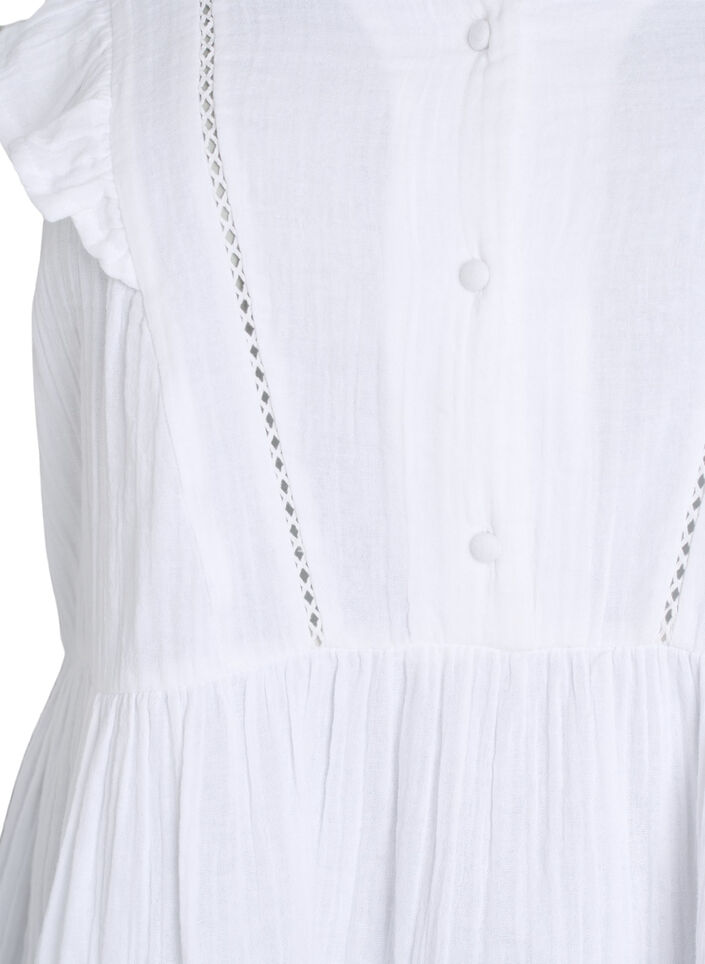 &Auml;rmellose Bluse aus Baumwoll-Musselin mit R&uuml;schen, Wei&szlig;, Packshot image number 2