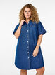 Denimkleid mit kurzen Ärmeln und Knöpfen, Blau, Model image number 0