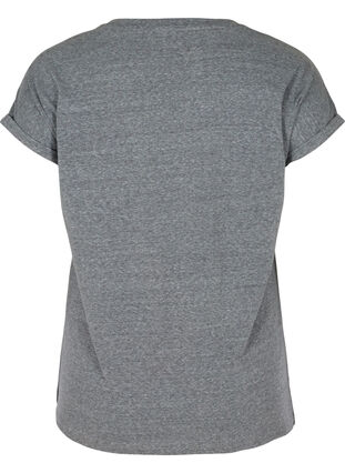 Meliertes T-Shirt aus Baumwolle, Black Melange, Packshot image number 1