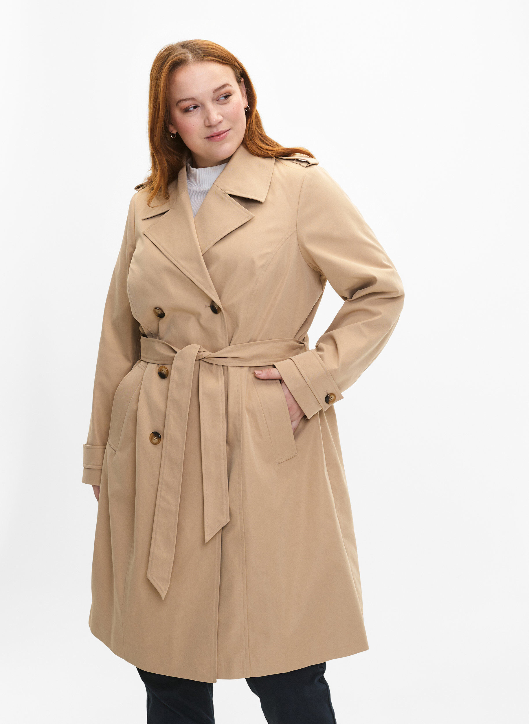 ZizziTrenchcoat mit Taschen und G&uuml;rtel, Nomad, Model image number 0