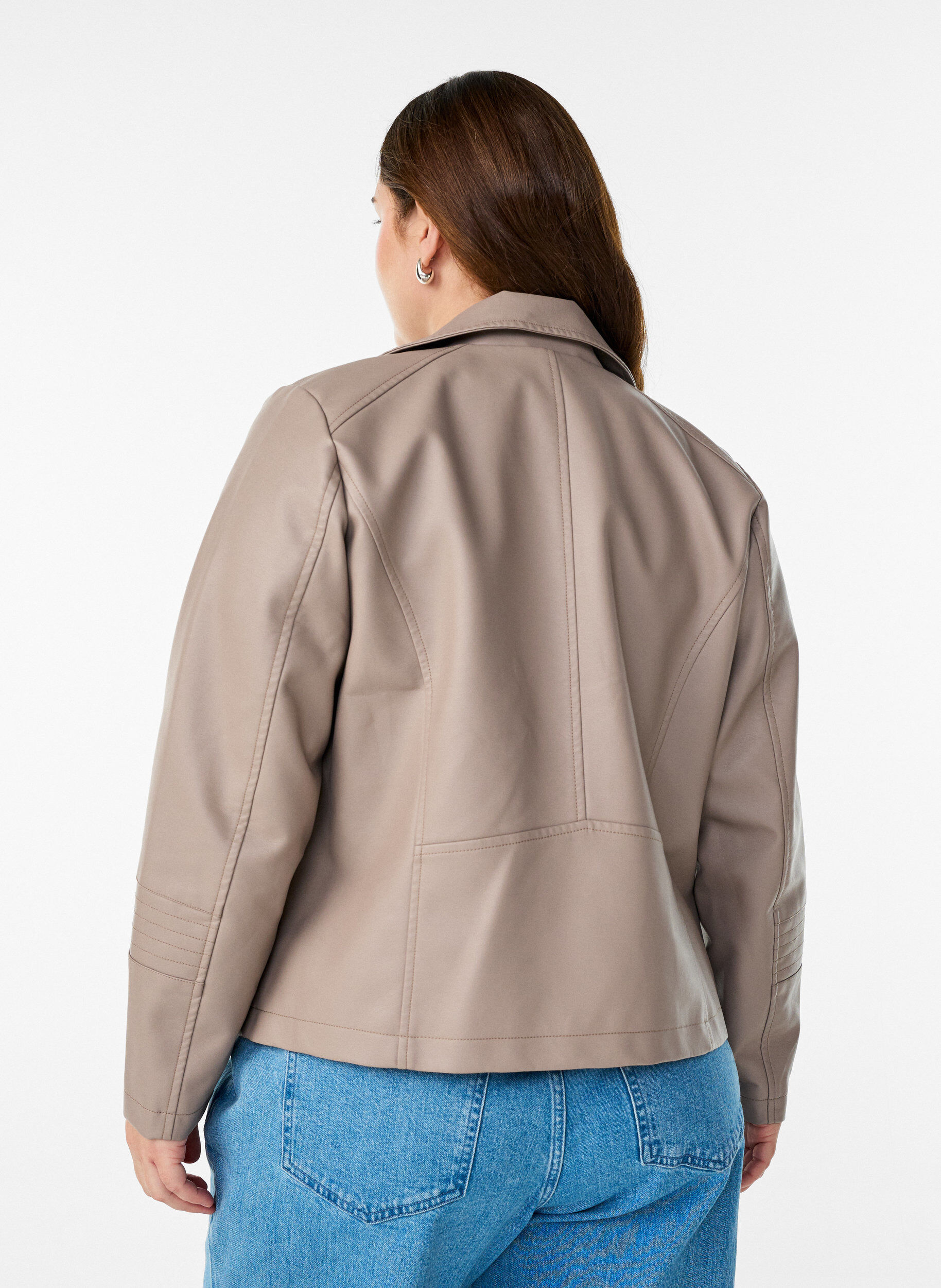 ZizziBikerjacke aus Kunstleder, Beige, Model image number 2