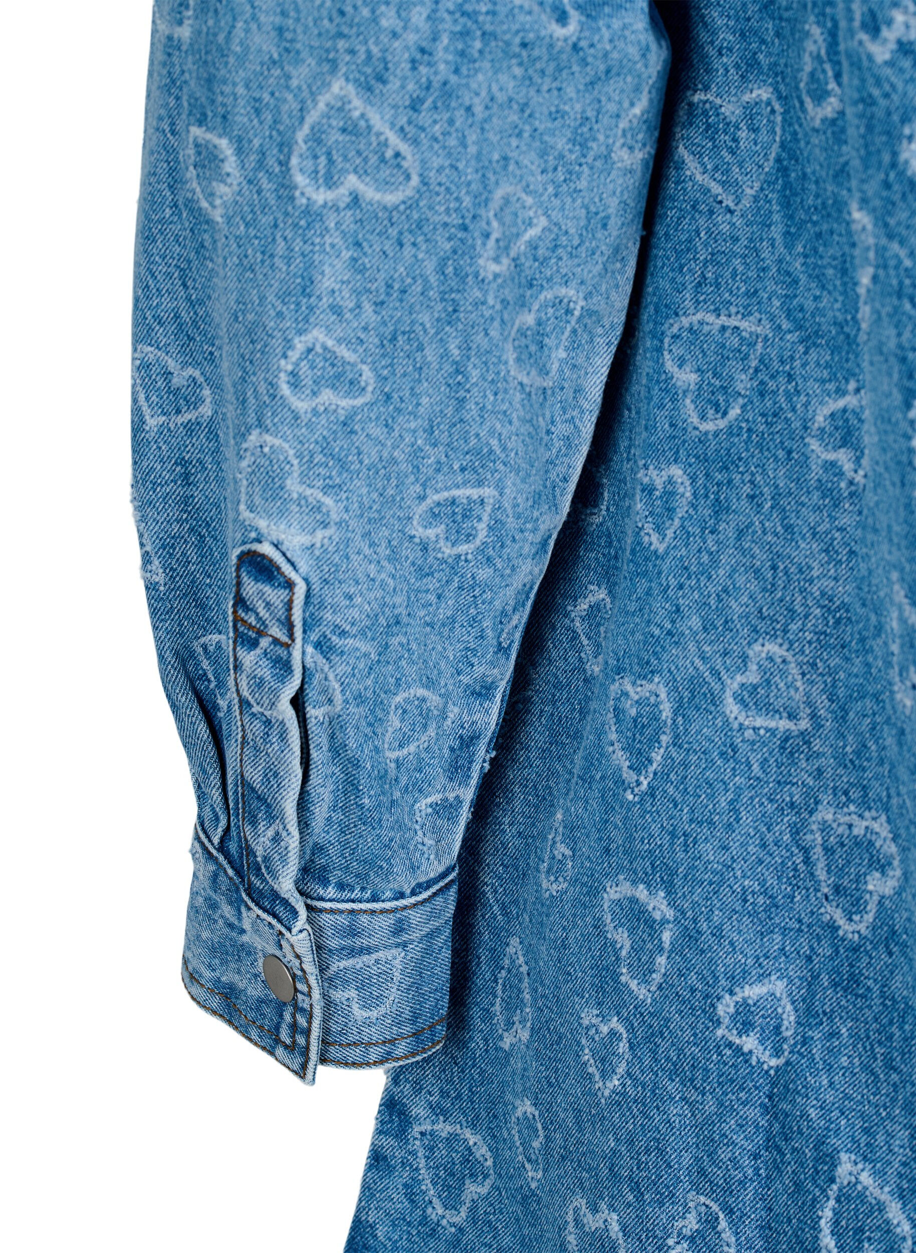 ZizziJeanskleid mit Herzmuster, Blau, Packshot image number 3