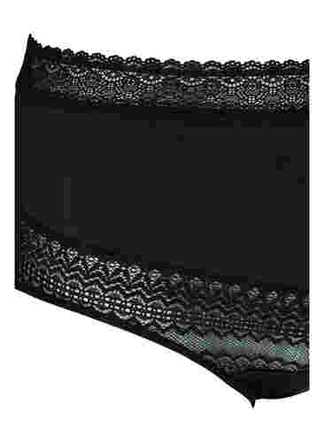 Höschen mit hoher Taille und Spitzendetails, Black, Packshot image number 2