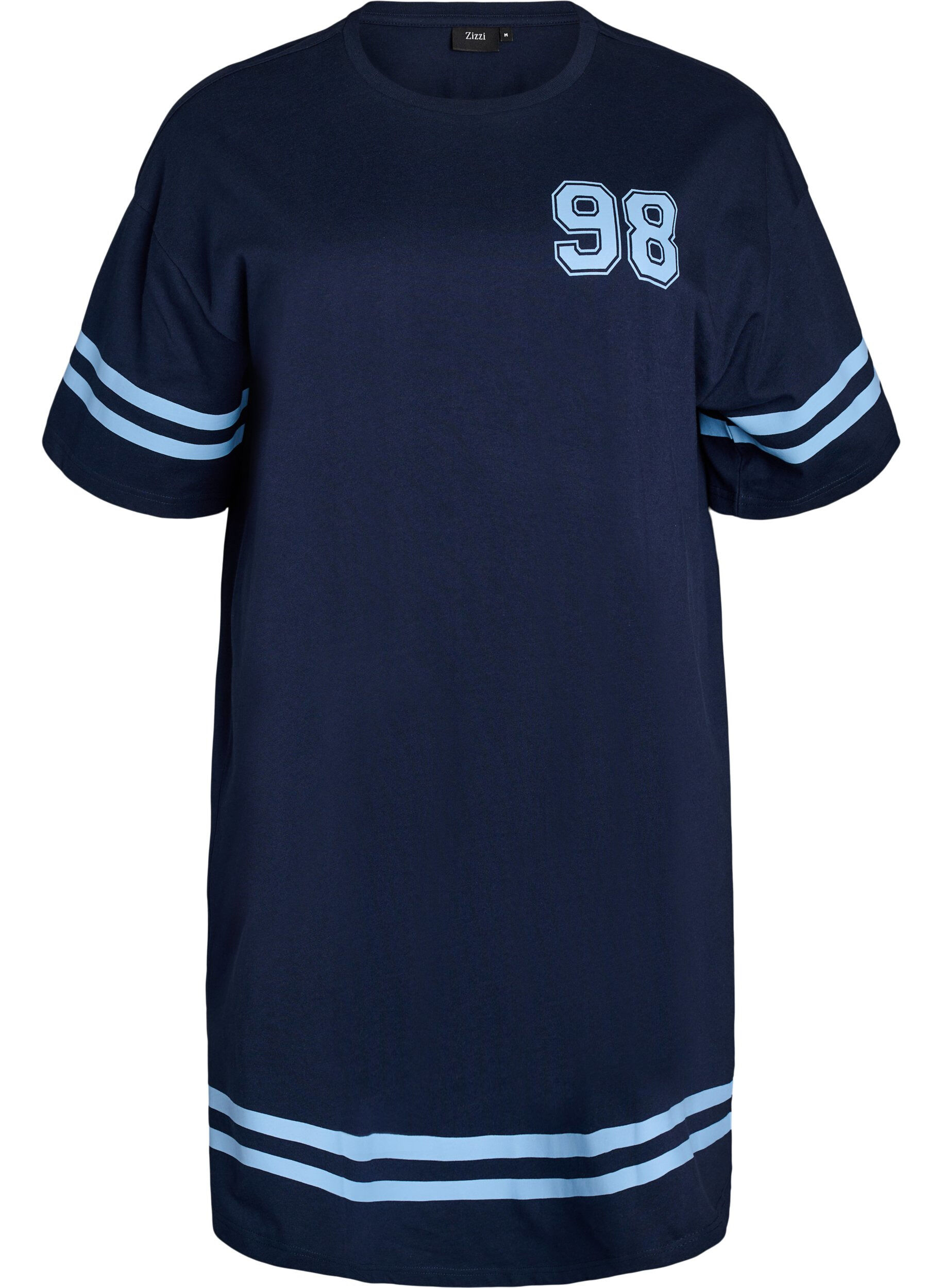 ZizziKurzes T-Shirt-Kleid mit sportlichen Details, Blau, Packshot image number 0