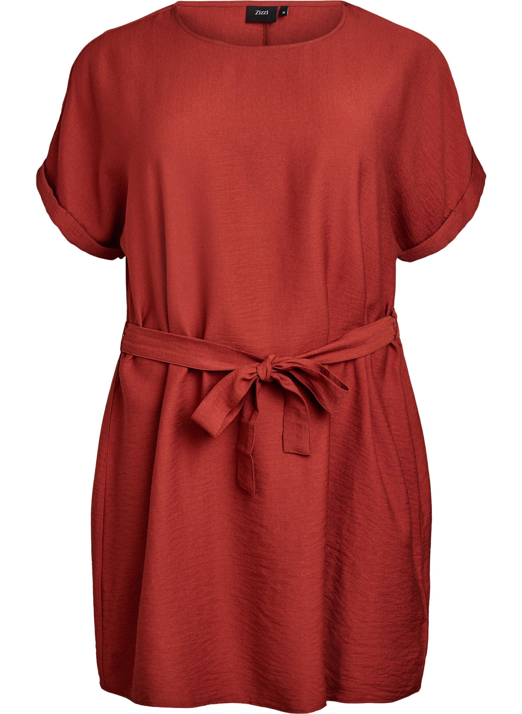 Kurzes Kleid mit lockerer Passform und Bindeg&uuml;rtel