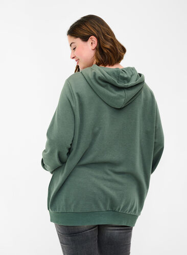 Sweatshirt mit Kapuze und Tasche, Thyme, Model image number 1