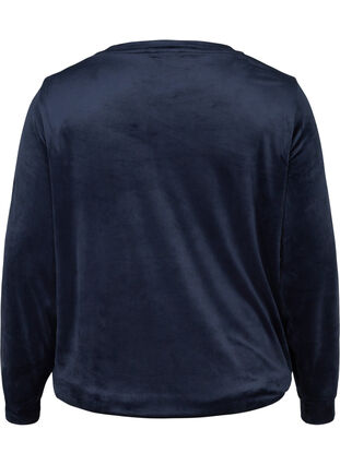Langarm Velours-Bluse mit Bindedetail, Navy Blazer, Packshot image number 1