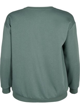 Sweatshirt mit Frottee-Schriftzug, Duck Green, Packshot image number 1