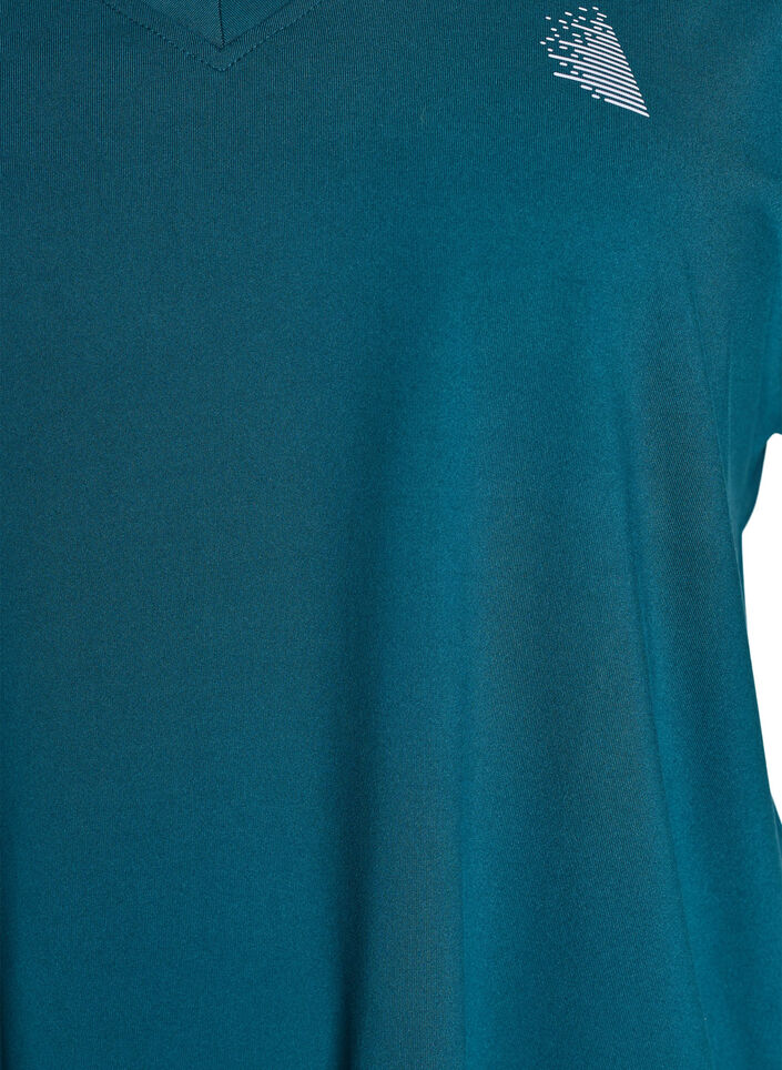 Lockeres Trainings-T-Shirt mit V-Ausschnitt, Gr&uuml;n, Packshot image number 2